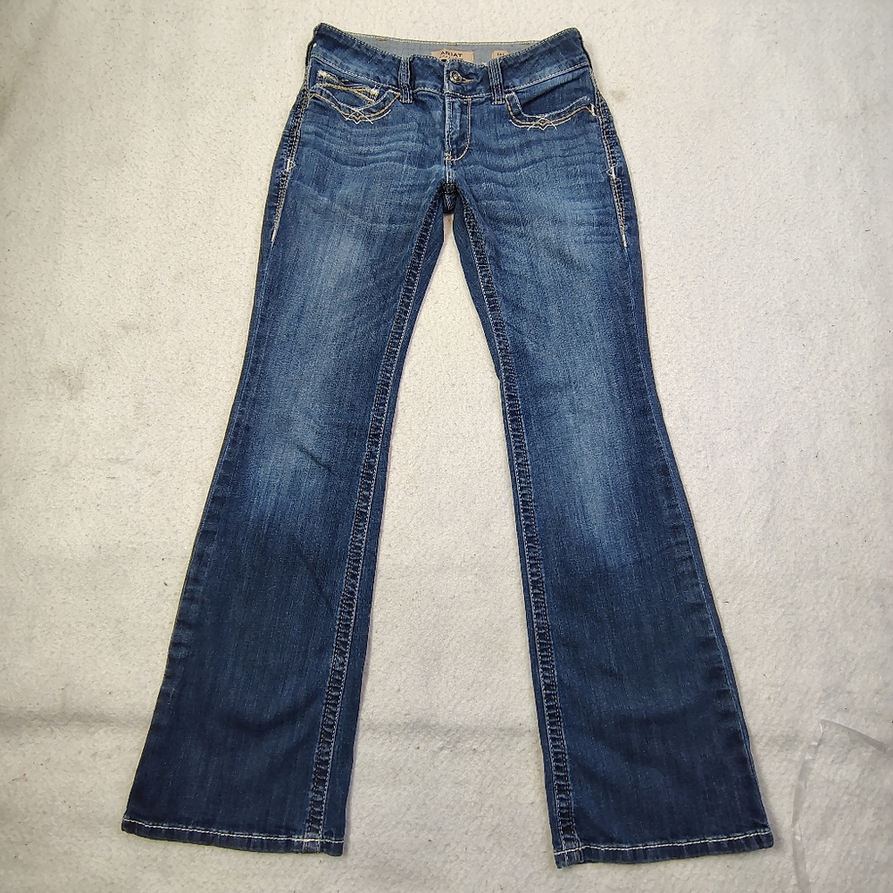 Ariat Jeans Womens Size 29R Festival Blue Mid Stretch Entwined Bootcut 10025286 - Picture 3 of 15